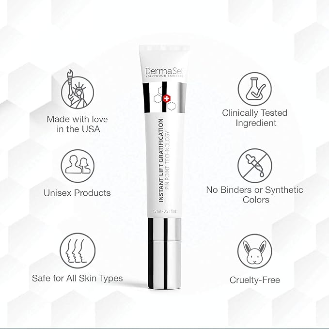 DermaSet Instant Face and Eye Lift | Face Skin Under Eye Tightening for Wrinkles, Lose Skin, Puffiness and Fine Lines | Fast Action Product within 5 Minutes | 0.51 Fl Oz (Pack of 1)