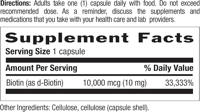 Country Life Vitamins High Potency Biotin 10,000 mcg (10 mg), 60 Count - Supplement for Hair, Scalp & Nails - Certified Gluten Free