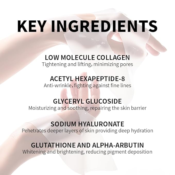 Collagen Face Mask 5 Packs - Deep Collagen Anti-Wrinkle Lifting Overnight Mask Facial Sheet Masks for Lifting, Firming, and Moisturizing