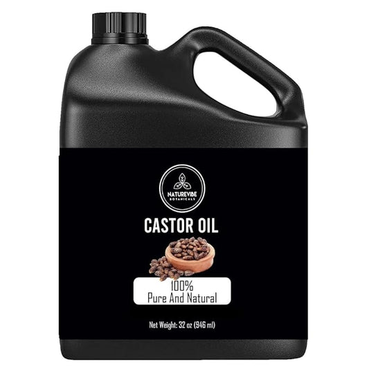 Naturevibe Botanicals Castor Oil 32 Ounces | 100% Pure and Natural | Great for Skin Care and Hair Care | Hexane Free Unrefined Oil for Enhanced Eyebrows and Eyelashes 32 Fl Oz | 946ml