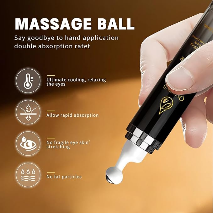 Caffeine Eye Cream, Under Eye Cream for Dark Circles and Puffiness, Eye Serum Anti-aging, Brightens, and Fine Lines, Eye Care Eye Roller Serum with 360° Massage Ball 20ML