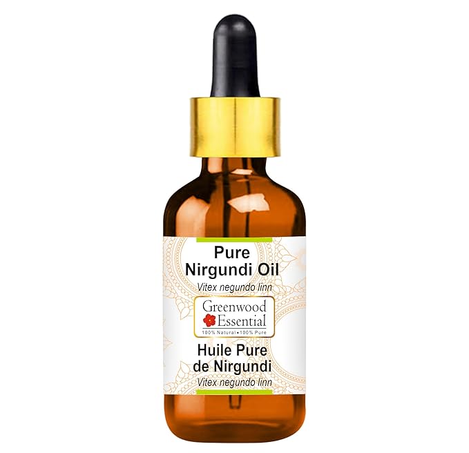 Pure Nirgundi Oil (Vitex negundo linn) 100% with Glass Dropper Premium Therapeutic Grade for Hair, Skin & Aromatherapy 30ml (1.01 oz)