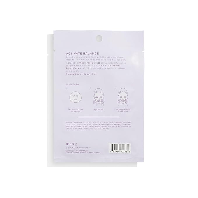 Karuna Skin - DRENCH Hydrating Sheet Mask, Pore-Minimizing Facial Skin Care Products, Hydrating Sheet Masks with Pear Extract & Peony, Face Mask for Skin with Acne & Dark Spots, 0.74 fl. oz./22 ml