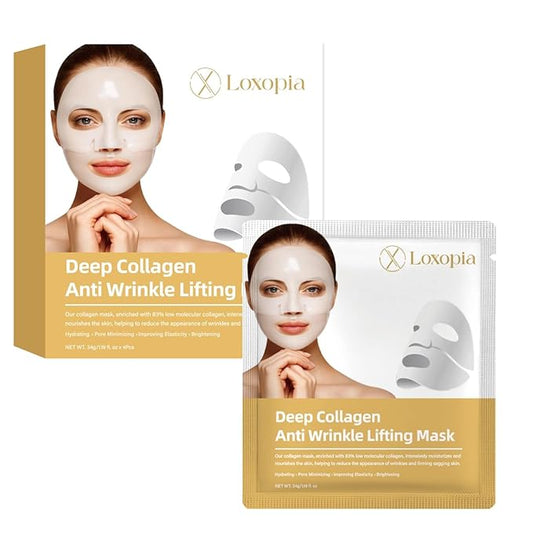 Deep Collagen Anti-Wrinkle Lifting Face Mask, Hydrating Hydrogel Collagen Face Mask, Pore Tightening & Skin Elasticity Boosting