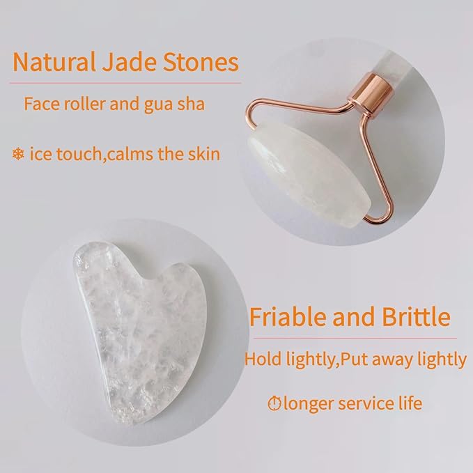 Jade Roller for face and gua sha Set | Massage Roller with face Roller and Eye Roller guasha Tool for face | Skin Care Gift for Women |Creative Packaging