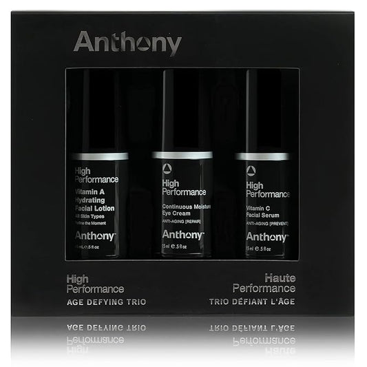 Anthony High-Performance Trio Kit – Eye Cream (0.5 Fl Oz), Vitamin C Facial Serum (0.5 Fl Oz), and Vitamin A Hydrating Facial Lotion (0.5 Fl Oz) – Anti-Aging Skincare for All Skin Types