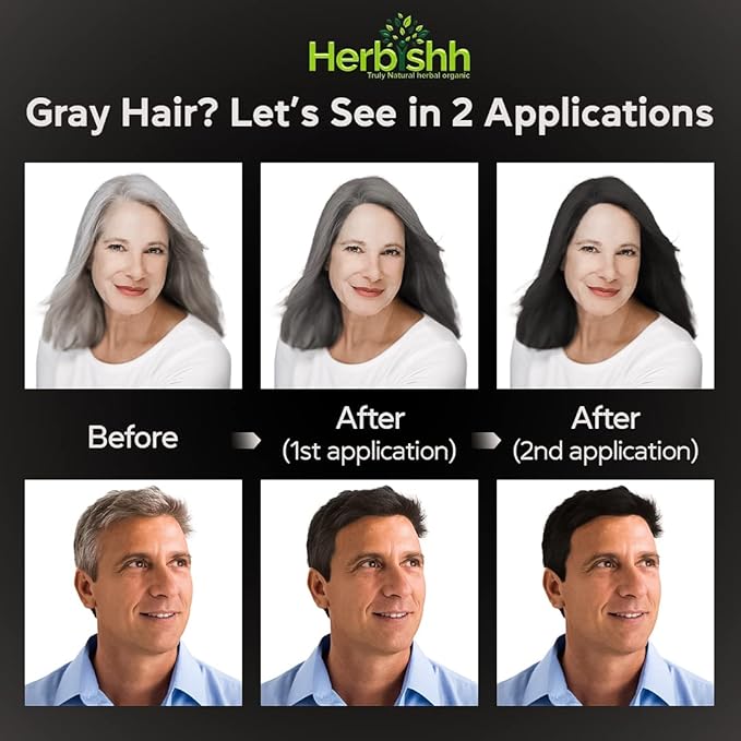 Herbishh Hair Color Cream for Gray Hair with Argan Hair Mask Pouch Pack of 5