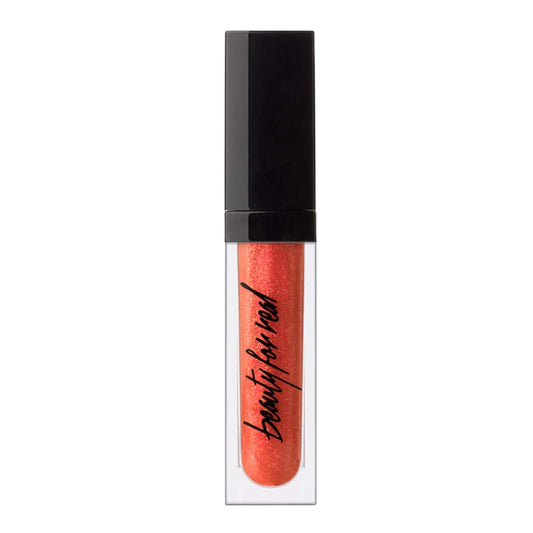 Beauty For Real Lip Gloss + Shine, Orange Rush - Bright Coral Orange - Non-Sticky Plumping & Hydrating Gloss - Light & Mirror In Cap - Contains Marine Collagen - 0.15 fl oz