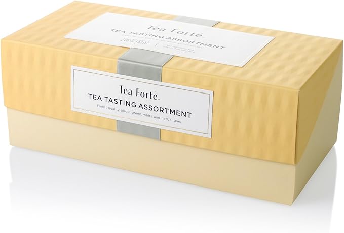 Tea Forte Tea Tasting Assortment Presentation Box Tea Gift Set Sampler, 20 Count 2 of Each Variety Individually Wrapped Handcrafted Pyramid Infuser Bags