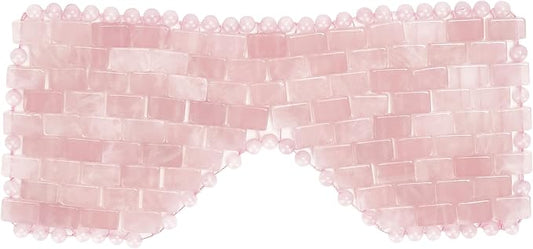 Natural Crystal Eye Mask, Rose Quartz Eye Mask for Alleviate Puffiness Massage Relax Wrinkles Relieve Migraine Meditation Beauty (Pink)