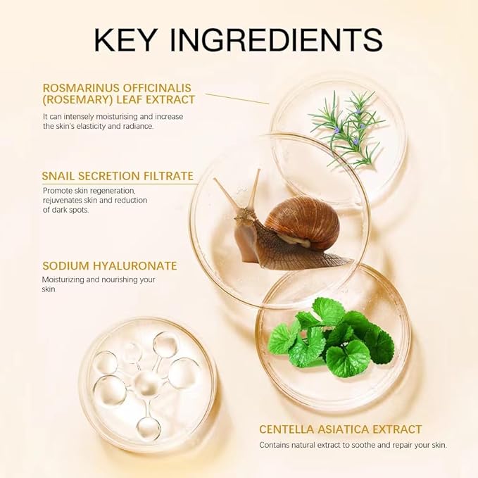 100ML Snail Mucin Serum,96% Advanced Snail Mucin Power Essence,Snail Mucin Repair Dark Spots,Hydrating and Moisturizing Snail 96%,Snail Mucin Essence for Face,Improve Skin Vitality