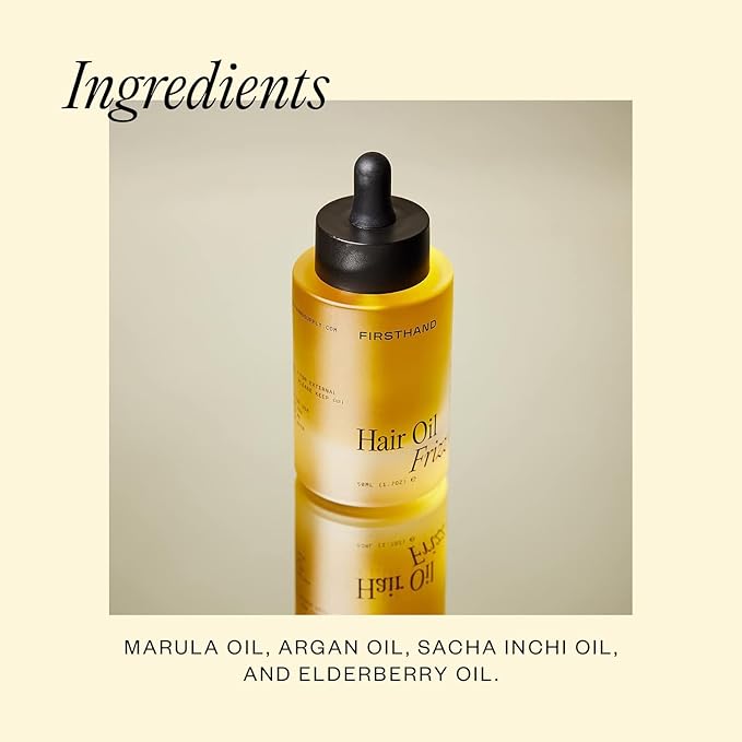 Firsthand Supply Hair Oil Frizz Control and Shine - Lightweight Oil - Clean & Non-toxic Hair Care Ingredients - With Argan Oil and Plant Based Keratin - 1.7oz (50ml)