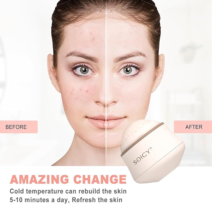 OPENDGO Facial Ice Roller 360° Rotating Massager Roller Ball Cooling Face Ice Roller for Reduce Puffiness and Relief Migraine, Pain,Ice Face Eye Massage Roller, Skin Care Tools