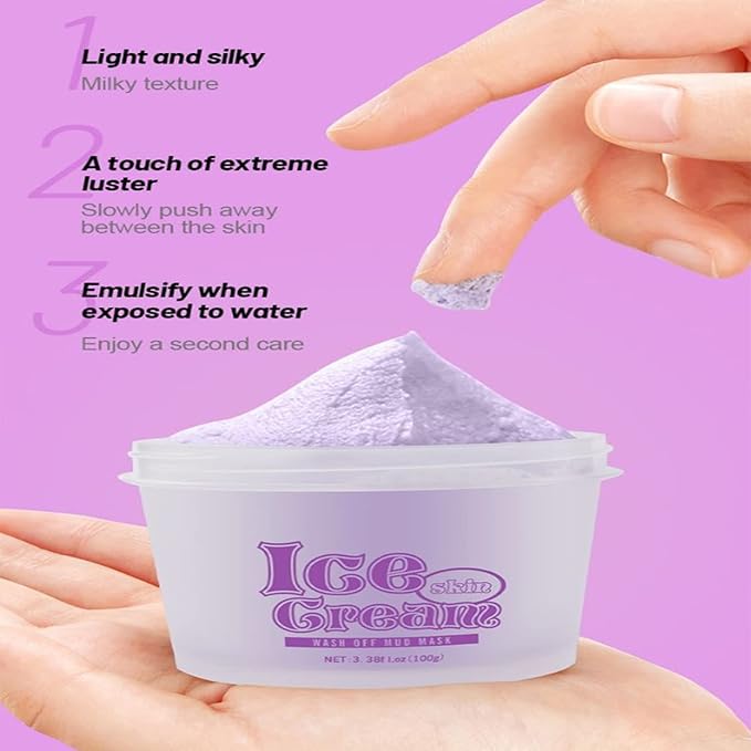 AICHUN BEAUTY Ice Cream Facial Wash Off Mud Mask Oil-Control Deep Cleaning Moisturizing Exfoliation Blackhead Skin Care 100g 3.38FL. OZ (GRAPE&COCONUT)