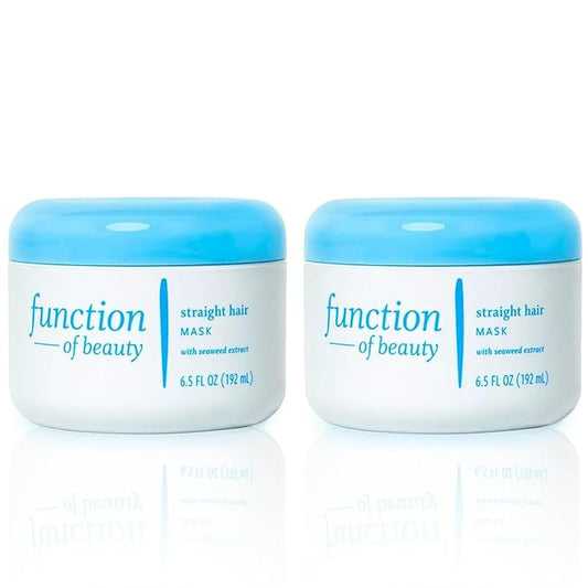 FUNCTION OF BEAUTY Customizable Hair Mask for Straight Hair, 6.5 oz Each (2-Pack) - Deep Conditioning Formula With Seaweed Extract to Promote Silky Shine