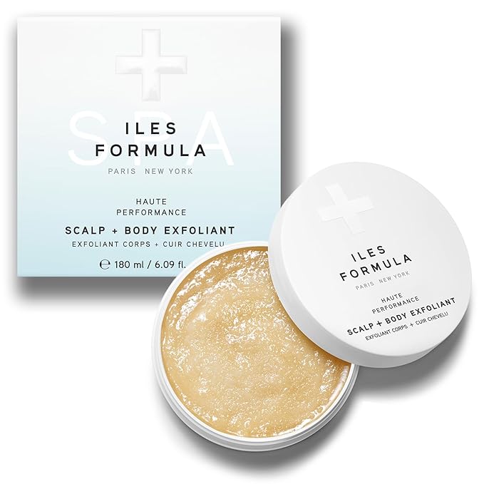 Iles Formula Scalp + Body Exfoliant - Dual Exfoliation with Rice Husk + Alpha Hydroxy Acids From Kiwi Fruit, Gentle Antioxidant - Dead Skin Remover & Rejuvenation - (50 ml) Bergamot Scent
