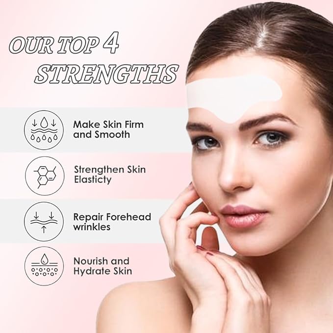 evpct 12Pcs Forehead Wrinkle Patches Face Tape Smoothing Facial Anti Wrinkle Patches for Face Wrinkles Overnight