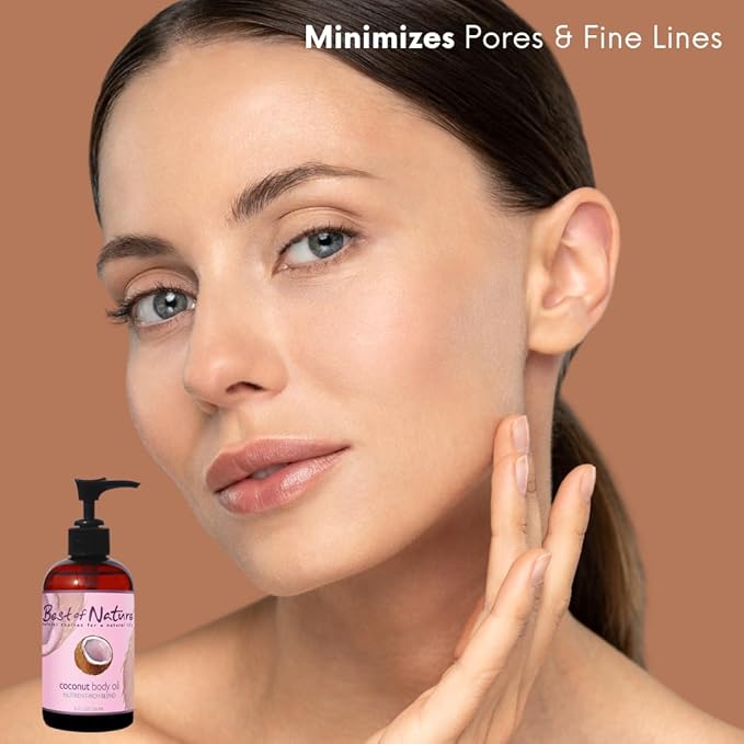 Best of Nature 100% Pure Fractionated Coconut Oil - Liquid MCT Massage & Body Oil, Unscented Moisturizer for Hair, Skin, Face, Aromatherapy Carrier for Essential Oils, 8 oz