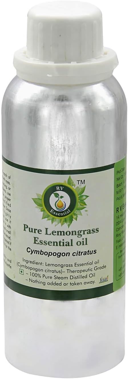 Lemongrass Essential Oil | Cymbopogon Citratus | Lemongrass Oil | for Hair | for Body | for Massage | 100% Pure Natural | Steam Distilled | Therapeutic Grade | 630ml | 21oz by R V Essential