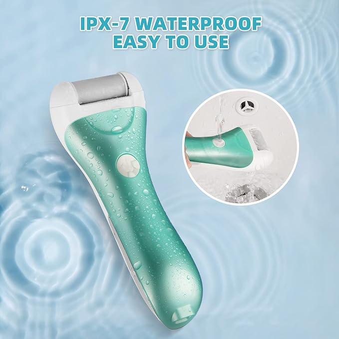 Callus Remover for Feet, Nicebirdie Electric Foot File Callus Removers Rechargeable Waterproof Pedicure Tools Foot Scrubber Shaver Feet Care Tool for Cracked Heels Dead Skin （Green）