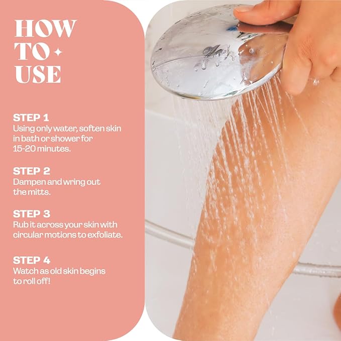 Exfoliating Glove (2 PCS) - Turkish Hammam Mitt for Bath, Exfoliating Body Scrubber Mitt, Dead & Dry Skin Remover for Body, Great for Spray Tan Removal, Smooth Skin Surface