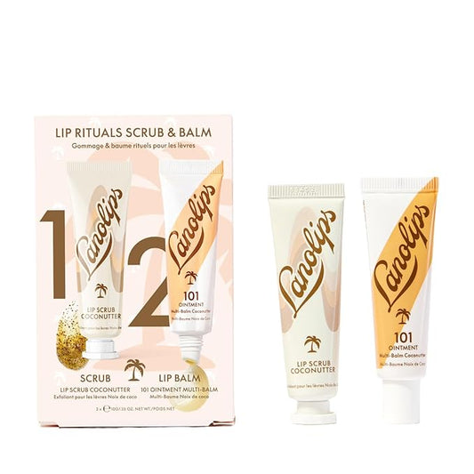 Lanolips Coconutter Lip Scrub & Lip Balm - Lip Rituals Lip Care Kit Infused with Pure Lanolin & Coconut Oil - Gently Smoothes and Hydrates Dead Skin (2 Count)