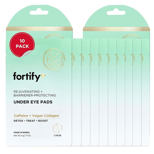 Fortify 9-in-1 Korean Under Eye Pads with Zeolite - Anti Dark Circles & Puffy Eyes Treatment, Dermatologist Tested - 10 Pairs (2 Pack)