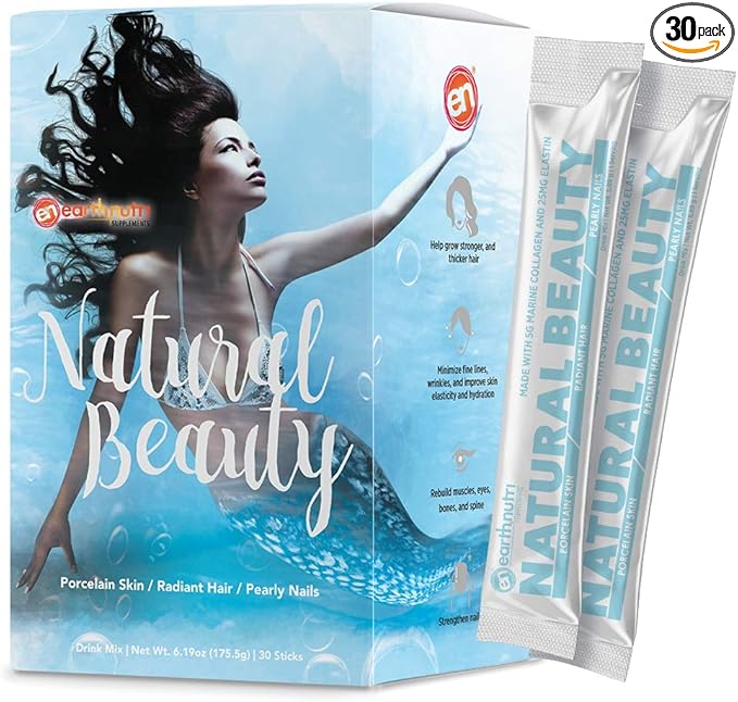Marine Collagen Peptides Powder Supplement for Skin, Hair & Nails – Enhances Skin Elasticity & Hydration – Hydrolyzed Collagen – 5000mg per Serving – Non-GMO – Unflavored (30 Sticks Pack)