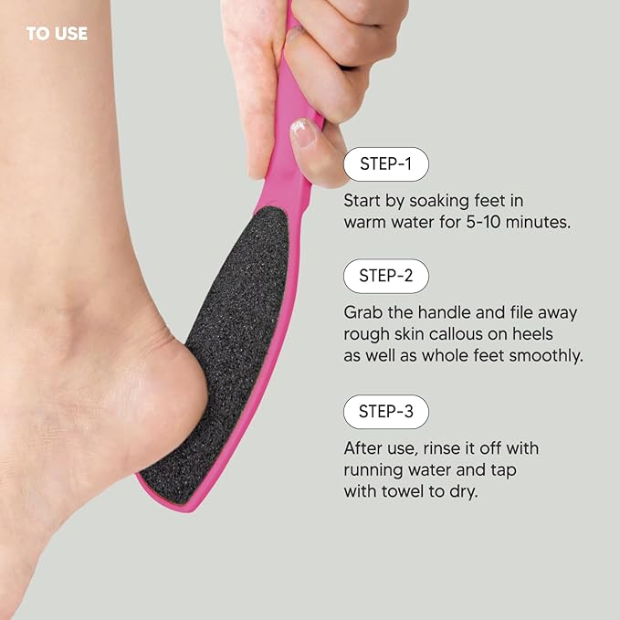 Wide Emery Foot File(Hot Pink), Double-Sided Pedicure Tool, Colossal Professional Foot File for Men & Women, Effective for Cracked Heel, Callus Remover, Foot Scrubber