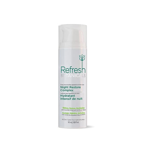 REFRESH BOTANICALS Night Restore Complex | Youth-restoring Night Cream with Cucumber and Cornflower | For Dry to Normal Skin Types | Organic & Natural | Paraben & Chemicals free | 50 ml
