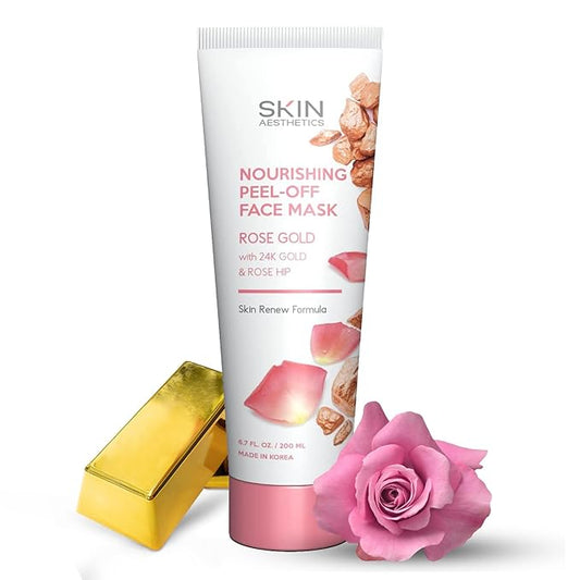 Rose Gold Peel-Off Face Mask - Unclogs Pores, Removes Oil & Dirt, Tightens Skin, Blackhead Remover - Dermatologist Tested Korean Skincare - Clean Beauty, Cruelty-Free - 6.7 Fl oz