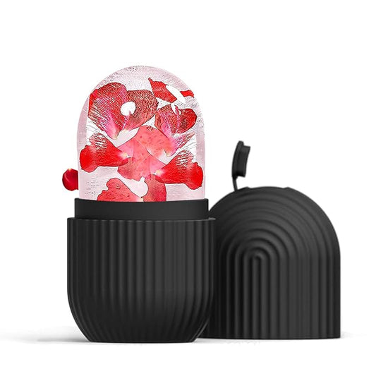 Ice Face Roller, Reusable Silicone Mold Face Massage Eye Facial Beauty Skin Care Tools Apply Ice for Shrink Pores Anti Wrinkle Reduce Puffiness Improve Skin Elasticity, Striped, Black