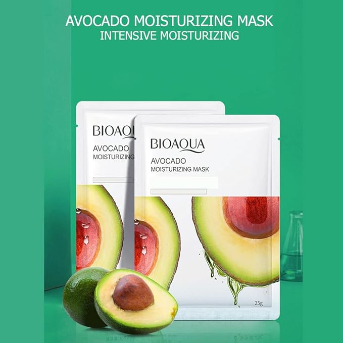 BIOAQUA Moisturizing Tender Face Mask Fruit Honey Green Tea Cucumber Avocado Blueberry Red Pomegranate Aloe Vera Facial Skin Care 25g x 8pcs
