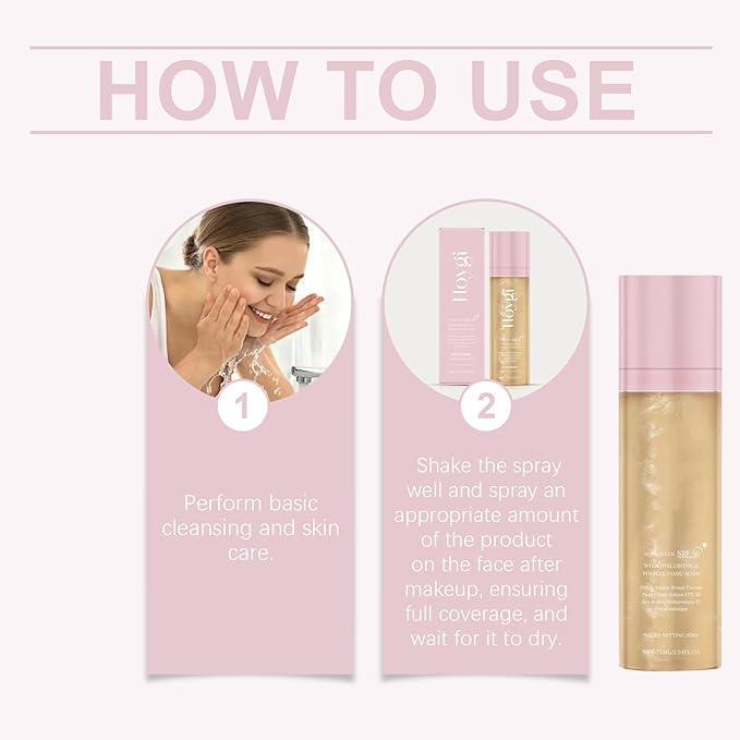 Sheer Setting Mist Sunscreen SPF 50 for Face & Body | Water-Resistant Shimmering Oil Spray | Hydrating Non-Greasy Glow Finish | Oil Control & Long Lasting（75ml）