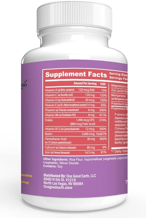 Hair, Skin & Nails Plus (60 Capsules) 500mg+ with Biotin, Vitamins & Minerals, Saw Palmetto with Vitamins A, C, D and E