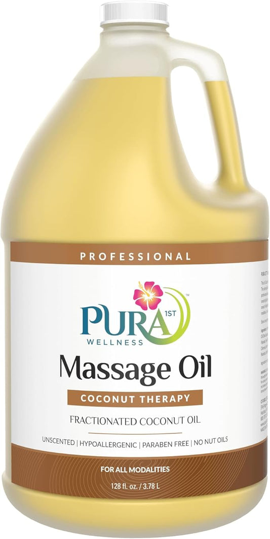 Coconut Therapy Massage Oil, Coconut Massage, Physical Therapy Coconut Oil, Professional Deep Tissue Therapy, Pura Wellness Massage OIl, Unscented Oil for Physical Therapy and Recovery, 128oz