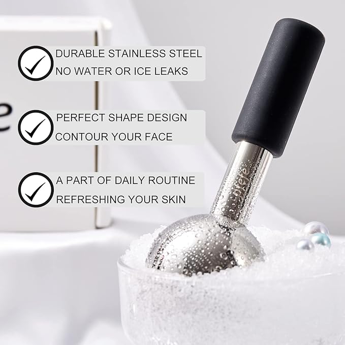 Ice Globes for Face & Eyes, Unbreakable Stainless Steel Cryo Sticks for Beauty Routines, Facials Cold Roller Cooling Globes for Puffiness, Wrinkles, Dark Circles, Headaches