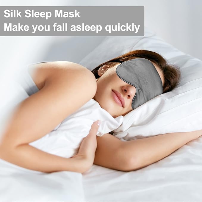2 Pieces Silk Heated Eye Mask for Dry Eyes USB Steam Warm Compress for Puffy Eyes Adjustable Temp Sleep Eye Mask for Dry Eye, Chalazion, Blepharitis, Stye (Black, Grey)
