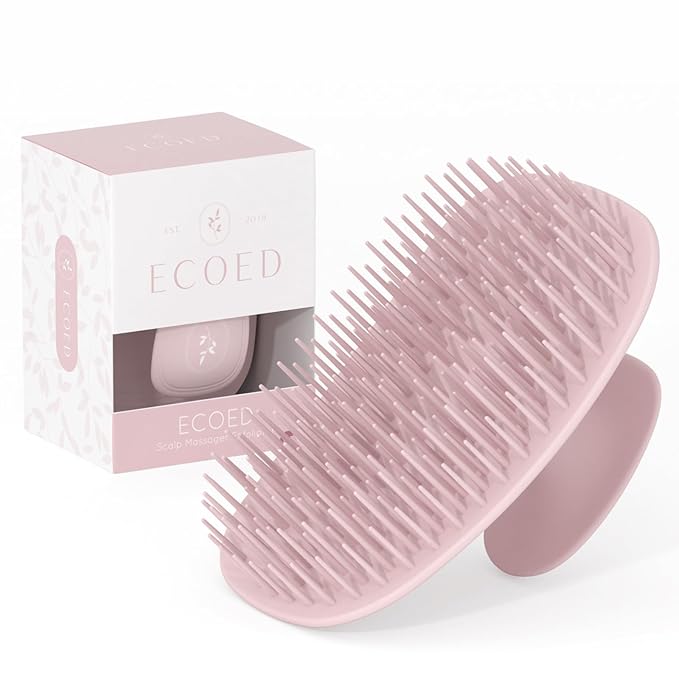 Scalp Massager Shampoo Brush, Scalp Scrubber & Exfoliator for Dandruff Removal, Wet & Dry and Detangler for Men and Women, Suitable for Short Medium Hair (Pink)