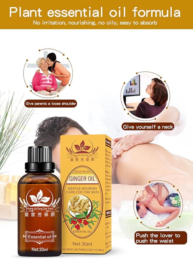 3 Pack Lymphatic Drainage Ginger Oil, Promote Blood Circulation Metabolism SPA Massage Oil.