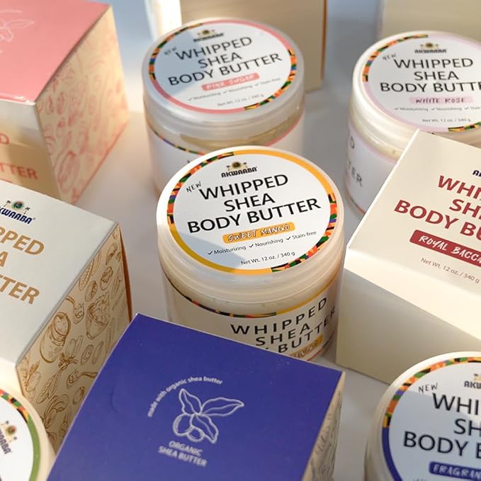 AKWAABA New Whipped Shea Body Butter (Glow Turmeric) - Moisturizes, Glows & Softens Skin | Natural Raw Shea Butter | For Dry Skin | 12 oz / 340 g