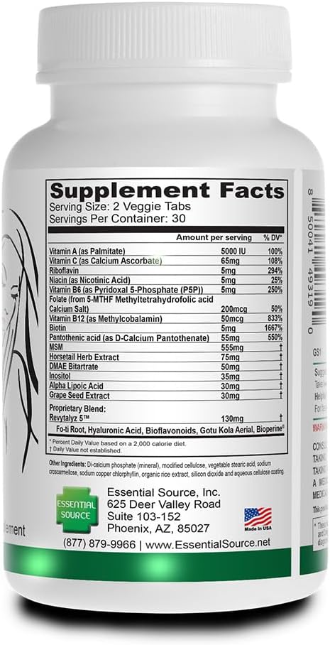 Bonita V Vegan Hair Nails and Skin Vitamins for Women - 20 Active Ingredients Including Biotin - Stronger Nails, Healthy Skin, Hair Growth - 60 EZ-TAB Veggie Tablets