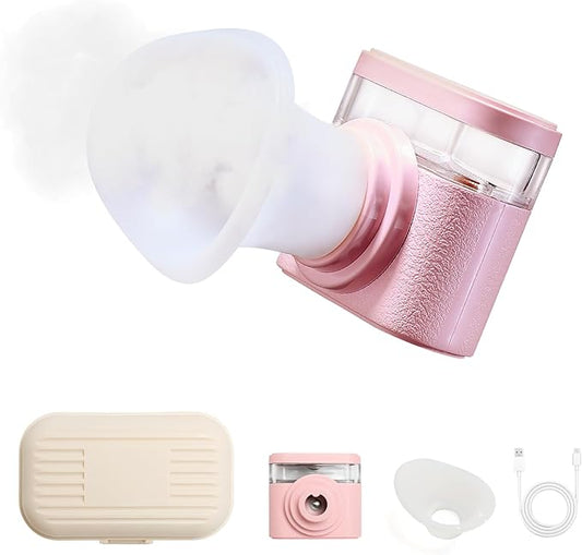 Eye Steamer for Dry Eyes Relief,Portable Electric Heated Steam Therapy Wand Machine with Moist Heat for Natural Tears Restore,Dry Eye Mist Sprayer with Warm Compress and 3 Level-Heat (Pink)