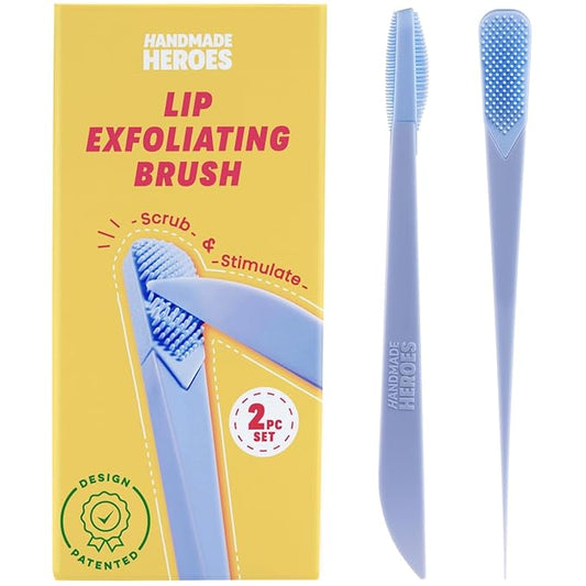 Handmade Heroes Lip Scrub, Reusable Lip Exfoliator - Gentle Exfoliant, Use with Sugar Lip Polish and Lip Exfoliator Scrubber for Chapped and Dry Lips 2pc