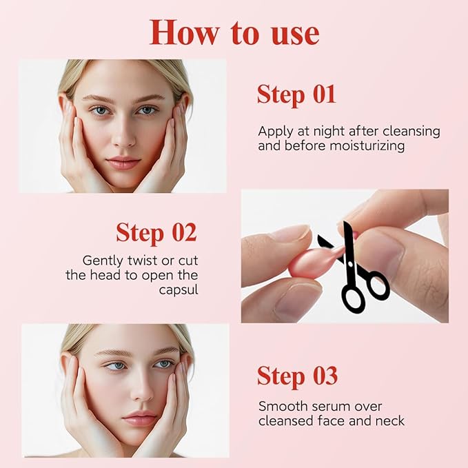 Retinol Collagen Anti-Aging Wrinkle 60 Capsules Face Serum with scissors,Vitamin A Retinol Anti-Aging Serum,Visibly Smooth Fine Lines & Wrinkles.Smooth,Hydrate and Moisturize,Travel Portable