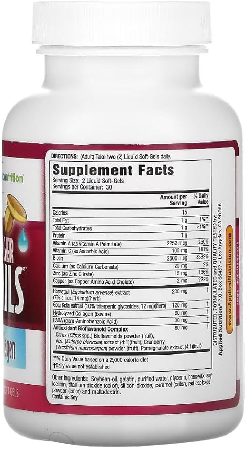 Applied Nutrition Longer, Stronger Hair and Nails 60-Count (Pack of 6)