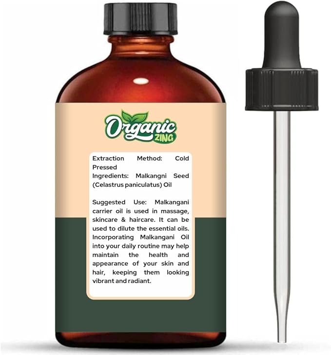 Malkangni Seed (Celastrus paniculatus) Oil | Pure & Natural Carrier Oil for Massage, Skin Care, Hair Care - 118ml/3.99fl oz