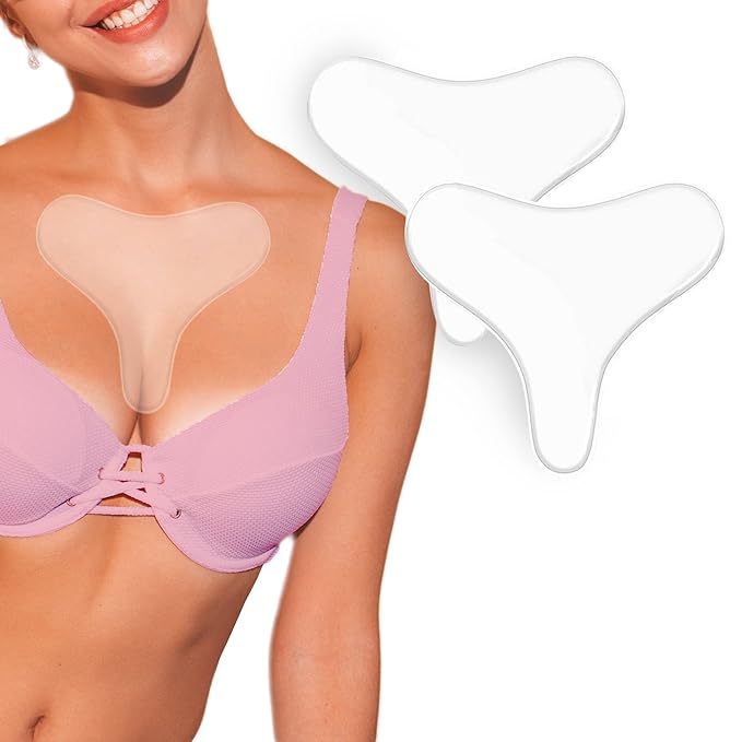 Chest Wrinkle Pads Set Of 2 Decollete Silicone Anti Wrinkle Chest Pads Reusable Anti Age Premium treatment Chest Wrinkle Patches Self Adhesive Pads For Collagen And Skin Tone Repair