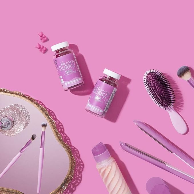 Hunny Bunny Hair Vitamin Biotin Gummies - Biotin Supplement with Vitamin A, C, D, E, B6 – Hair Growth, Skin, Nail Vitamins - Non GMO, Gluten Free – 60 Gummies