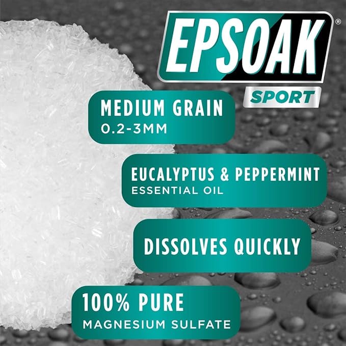 Epsoak Sport Epsom Salt for Athletes - 5 lbs. Energizing Therapeutic soak with Eucalyptus and Peppermint Essential Oils